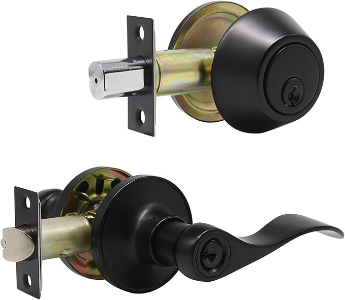 Exterior Door Lock Set with Single Cylinder Deadbolt Reversible for