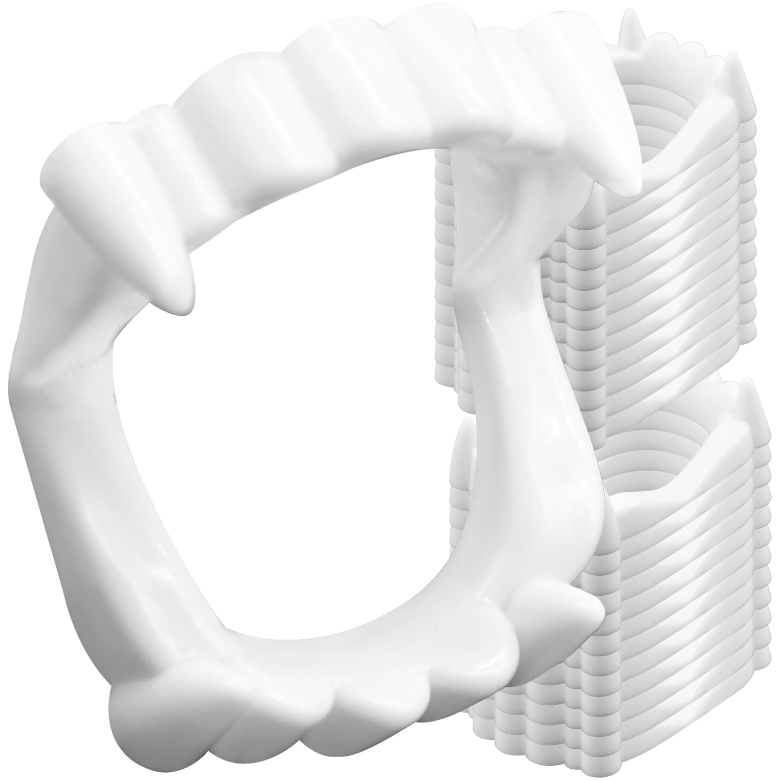 Photo 1 of 24 Pcs Plastic Vampire Teeth Fake Fangs – White Vampire Teeth Halloween Costume Props, Party Supplies and Trick or Treat Accessories