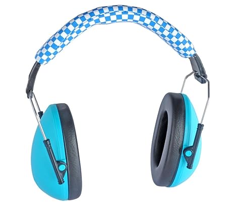 Viwanda blauer Junior Kinder Kapselgehörschutz (zusammenfaltbar), mit blau-weißem Halterungsschutzband, SNR 23.4dB NRR30dB CE