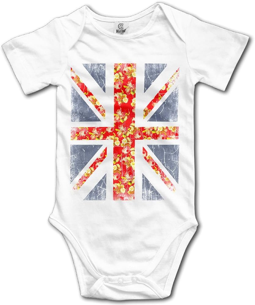 Infant Floral Print Union Jack Cute Baby Onesie Bodysuit