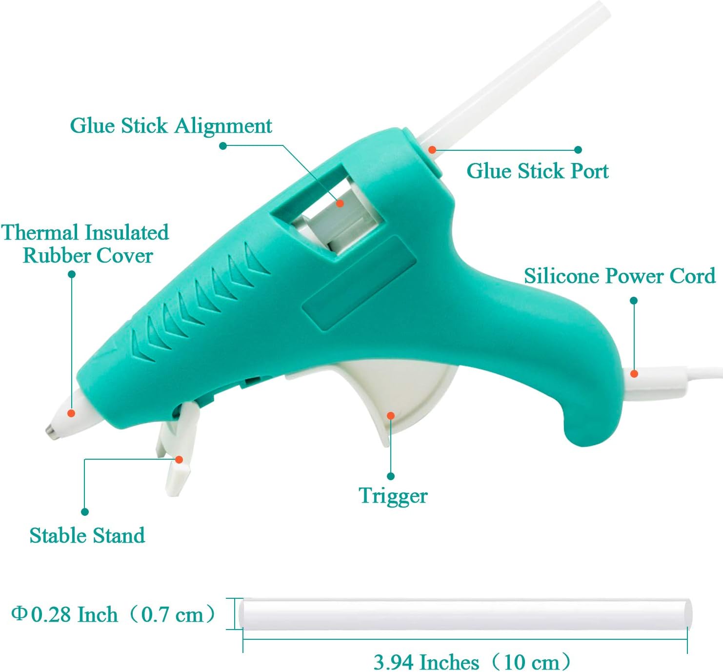 FL Mini Hot Glue Gun, Hot Glue Gun for Kids, Mini Size High Temperature Hot Melt Glue Gun Kit with 15 pcs Glue Sticks, Packaging, DIY, Arts & Craft, Repairing and More (Turquoise-15W)