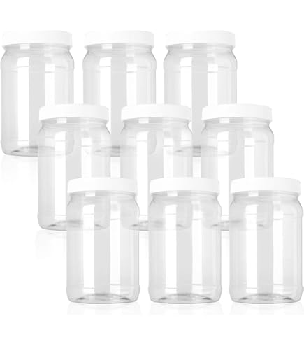Ptwola Lot De 8 Bocaux En Plastique Transparent à Large