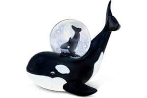 PUZZLED CoTa Global Killer Whale Shark Snow Globe - Ocean Animal Water Globe Figurine with Sparkling Glitter, Zoo Collectible Novelty Ornament for Home Decor Gift for Birthdays, Christmas, Valentine - 45mm