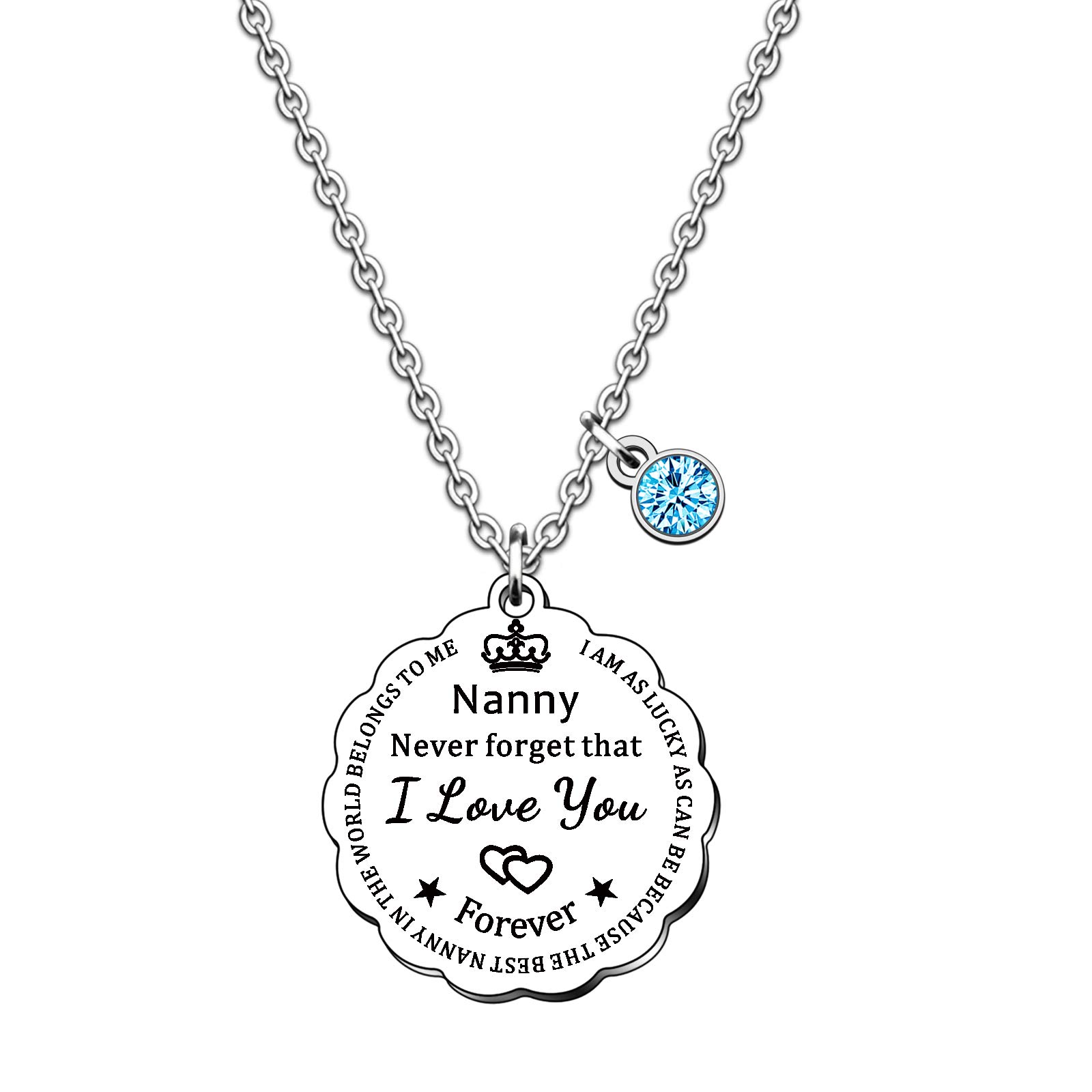 SMARGO Best Nanny Necklace Gifts Nana Grandma Birthday Christmas Jewellery Presents From Grandchildren Grandson Granddaughter