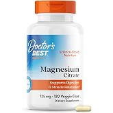 Doctor's Best Magnesium Citrate Supplement, Non-GMO, 120 Veg Capsules | Mag Citrate Caps 125 mg for Women &amp; Men, Sleep &amp; Calm Support for Adults, Occasional Constipation Relief, Vegan, Gluten Free