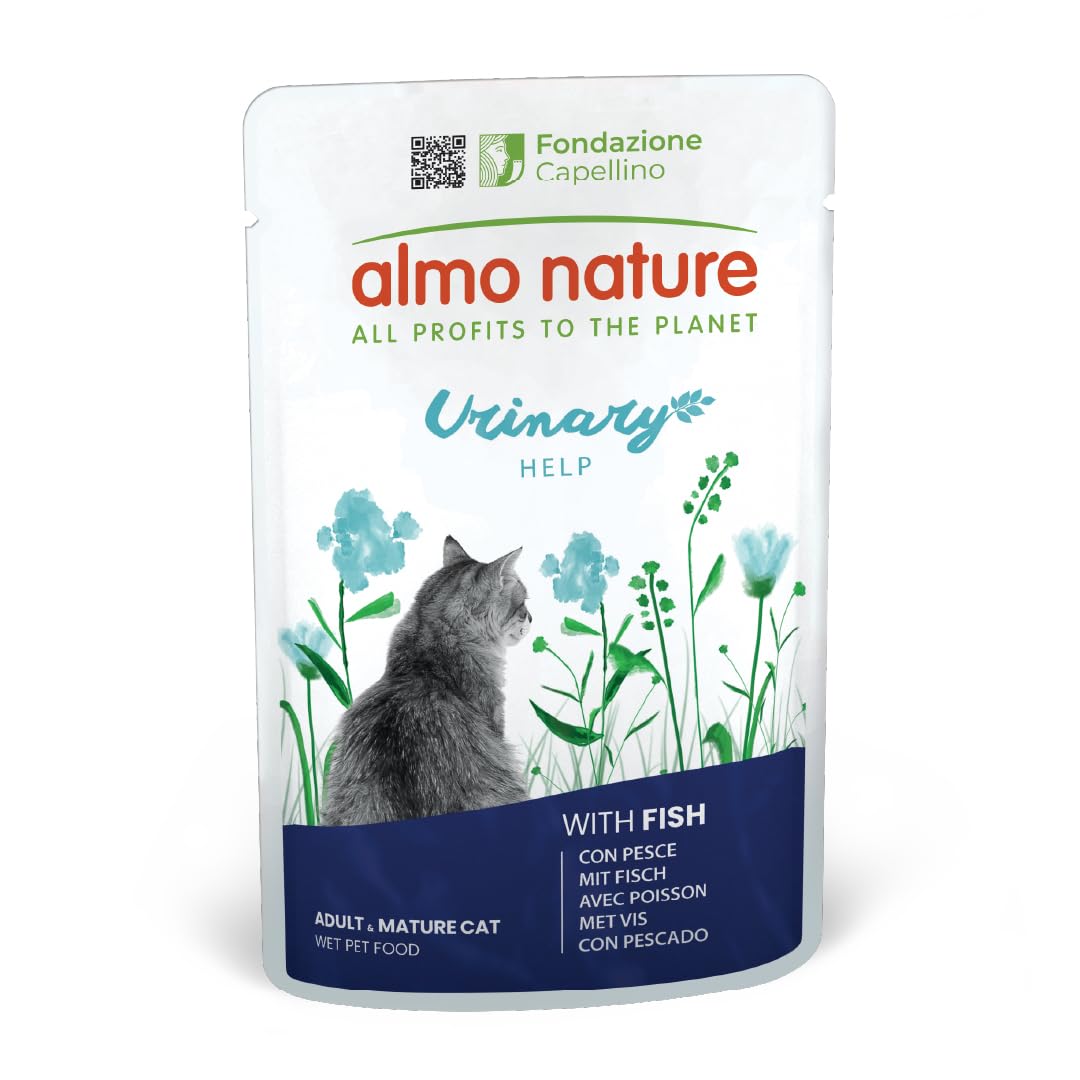 Almo Nature Functional Urinary Help - Wet Food for Adult Cats with Fish - Support for Urinary Tract Health - 30 Pouches of 70g