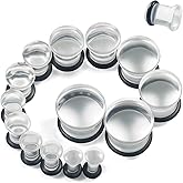 Pexveiuu 8G-12mm Solid Acrylic Clear Gauges Stretching Kit Plugs for Ears Gauges Plastic Single Flare Tunnels Stretching Kit Ear Expander Piercing Jewelry Women Men 8G 6G 4G 2G 0G 00G 12mm