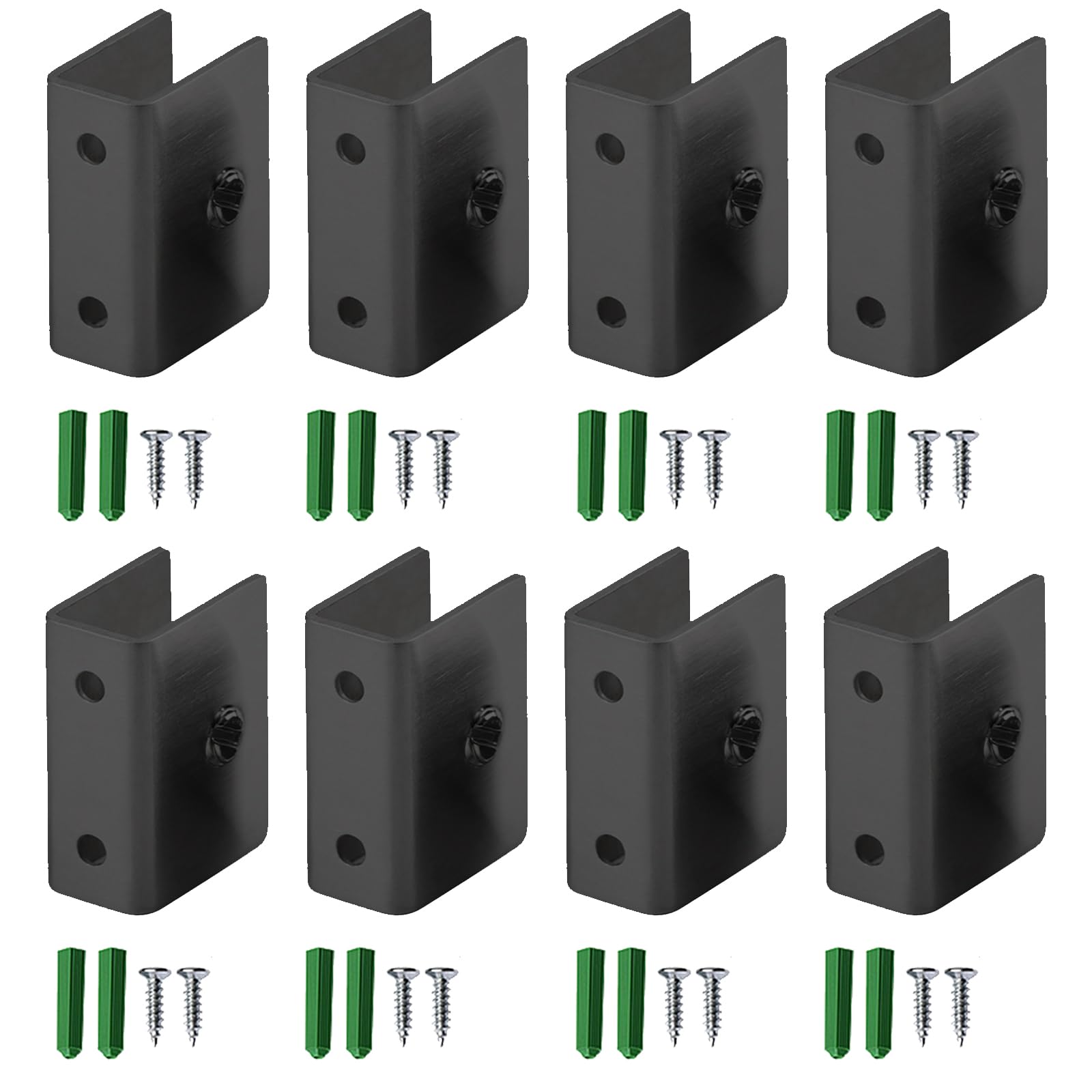8Pcs Black Stainless Steel Glass Clamp with Expansion Screws - Adjustable Square-Shaped Shelf Brackets for 6-8mm Thick Glass