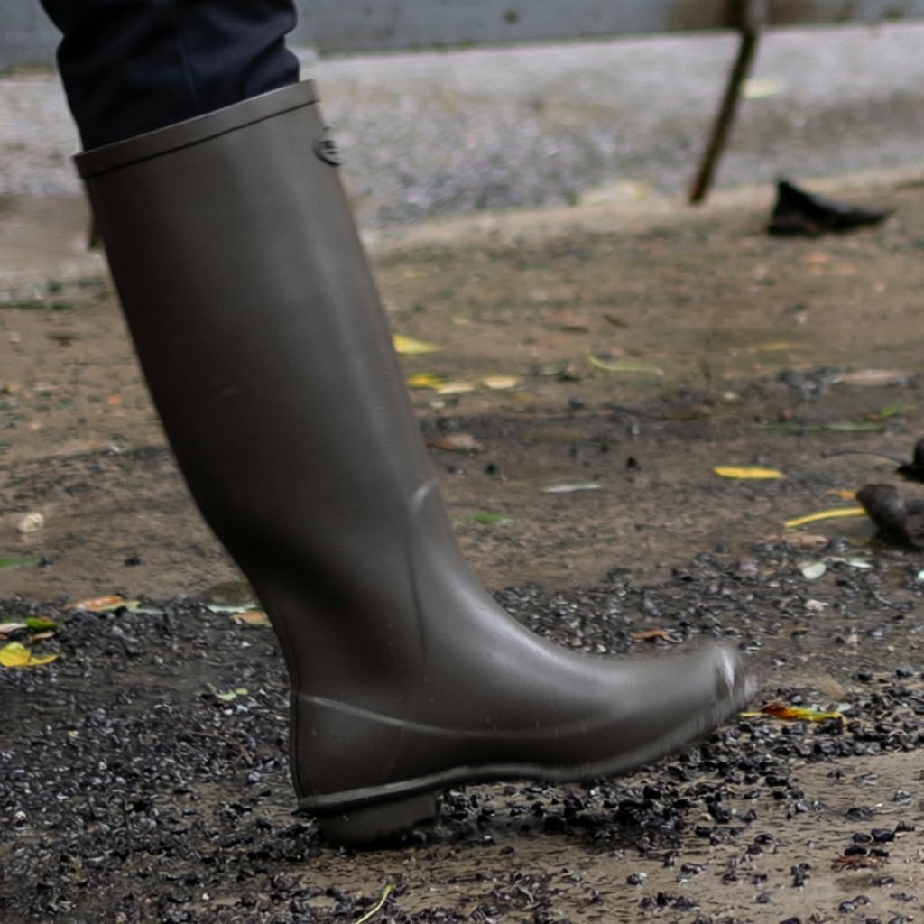 Condition photo showing New/Like New for terratrax women's rain boots, waterproof natural rubber knee high boots with arch support - adjustab