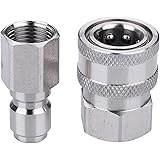CREEXEON3/8-Inch Quick Connect Pressure Washer Adapter Set, Male and Female Quick Connector Kit，Stainless Steel, Max Pressure 5000 PSI Rating (2 Pairs)