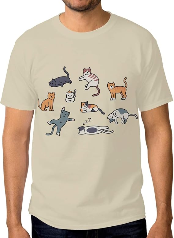 Amazon Chovy Tシャツ メンズ 半袖 おしゃれ ネコ 猫 猫柄 黄色 イエロー 可愛い かわいい プリントtシャツ 夏服 新品 カジュアル 軽い 柔らかい 快適 Tシャツ カットソー 通販