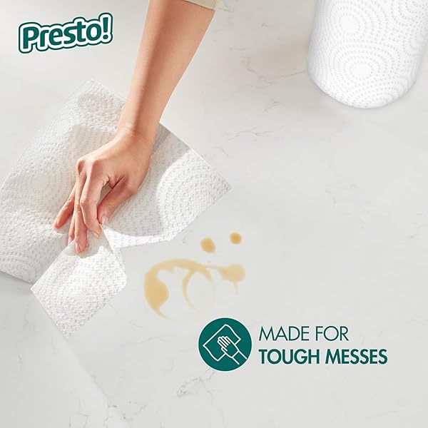 AMAZON BRAND – PRESTO! KITCHEN PAPER TOWELS – FLEX-A-SIZE, 128 SHEET FAMILY ROLL, 2 ROLLS