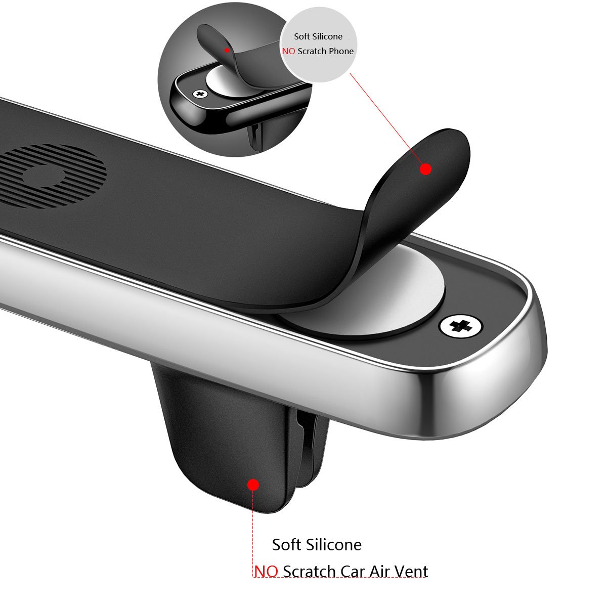 Magnetic Phone Car Air Vent Mount Holder, Drift Universal Smartphone Car Air Vent Mount Holder Cradle for iPhone X, 8/8 Plus/7/7 Plus, Samsung Galaxy S8/S9 and More Cellphones & Mini Tablets (Silver)