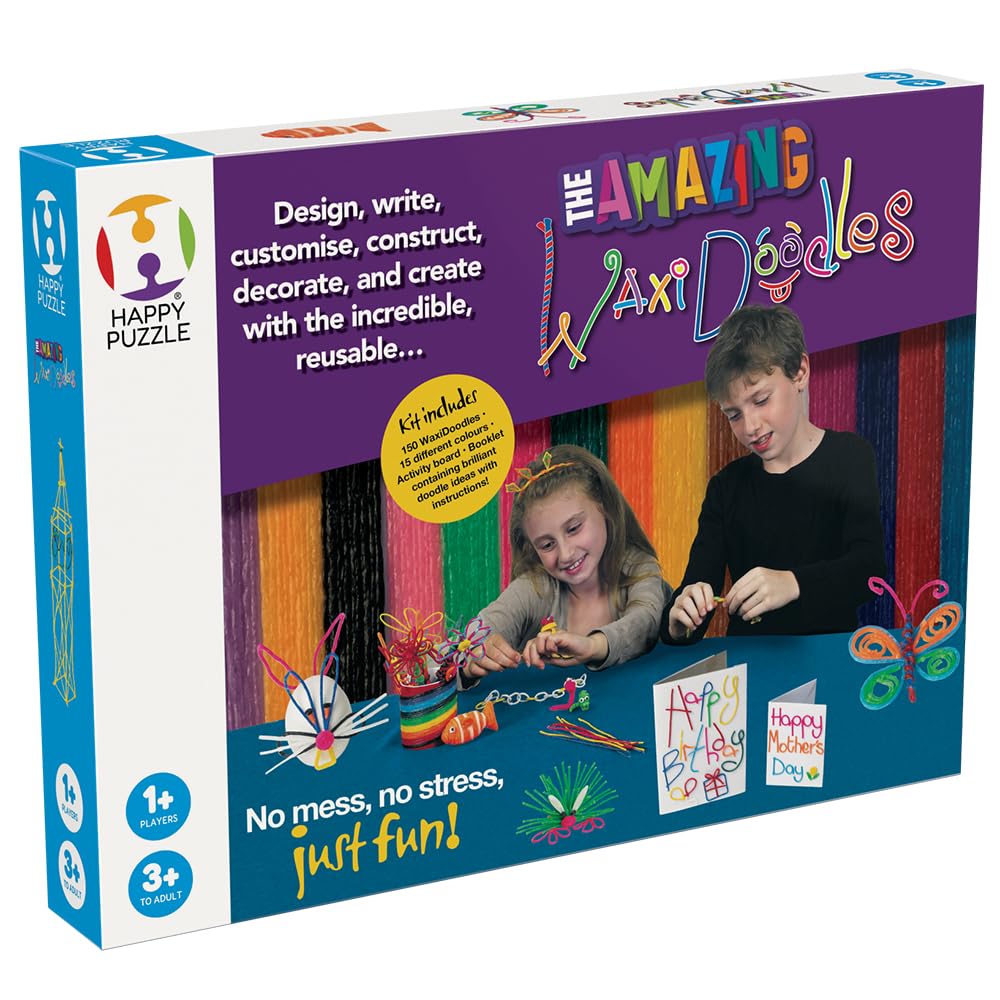 The Happy Puzzle Company WaxiDoodles - Modelling Wax Covered Sticks - Craft Kits for Kids - Design, Construct, Model and Create with The Fun & Reusable WaxiDoodles! Gifts for Her & Him - Ages 3+ โ image 1