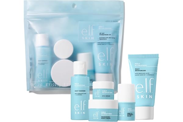 e.l.f. SKIN Holy Hydration! Jet Set Hydration Kit, Travel Friendly Hydrating Skincare Set, Face Cleanser, Balm, Moisturizer,