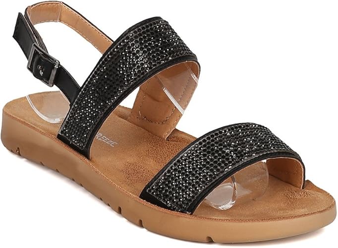 rhinestone footbed sandals