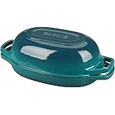 EDGING CASTING Enameled Cast Iron Oval Dutch Oven Pot with Lid, Dutch Oven for Sourdough Bread Baking, Oval Bread Pan, Bread Oven, Bread Dutch Oven, 5qt, Darkcyan