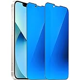 BWEDXEZ 2 Pack Anti-Blue Privacy Tempered Glass for iPhone 13/13 Pro/iPhone 14 / iPhone 16e Anti-Spy Screen Protector Film Electroplated 6.1 inch Blue