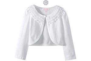 QPANCY Girls Shrugs Lace Bolero Long Sleeve Cardigan Party Church Dress Cover Up