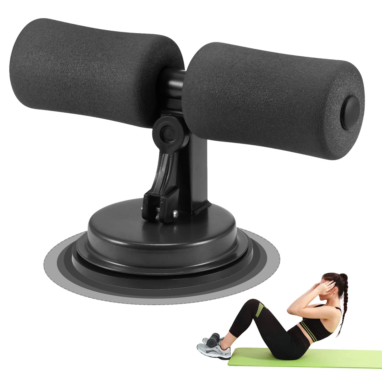 YUNYODA Sit Up Bar Abdominal Suction Cup, Fitness Equipment Abdominal Core Stand, Sit Up Assistant Device for Home Gym Muscle Training, Multifunctional Exercise Tool for Abdominal (Black)