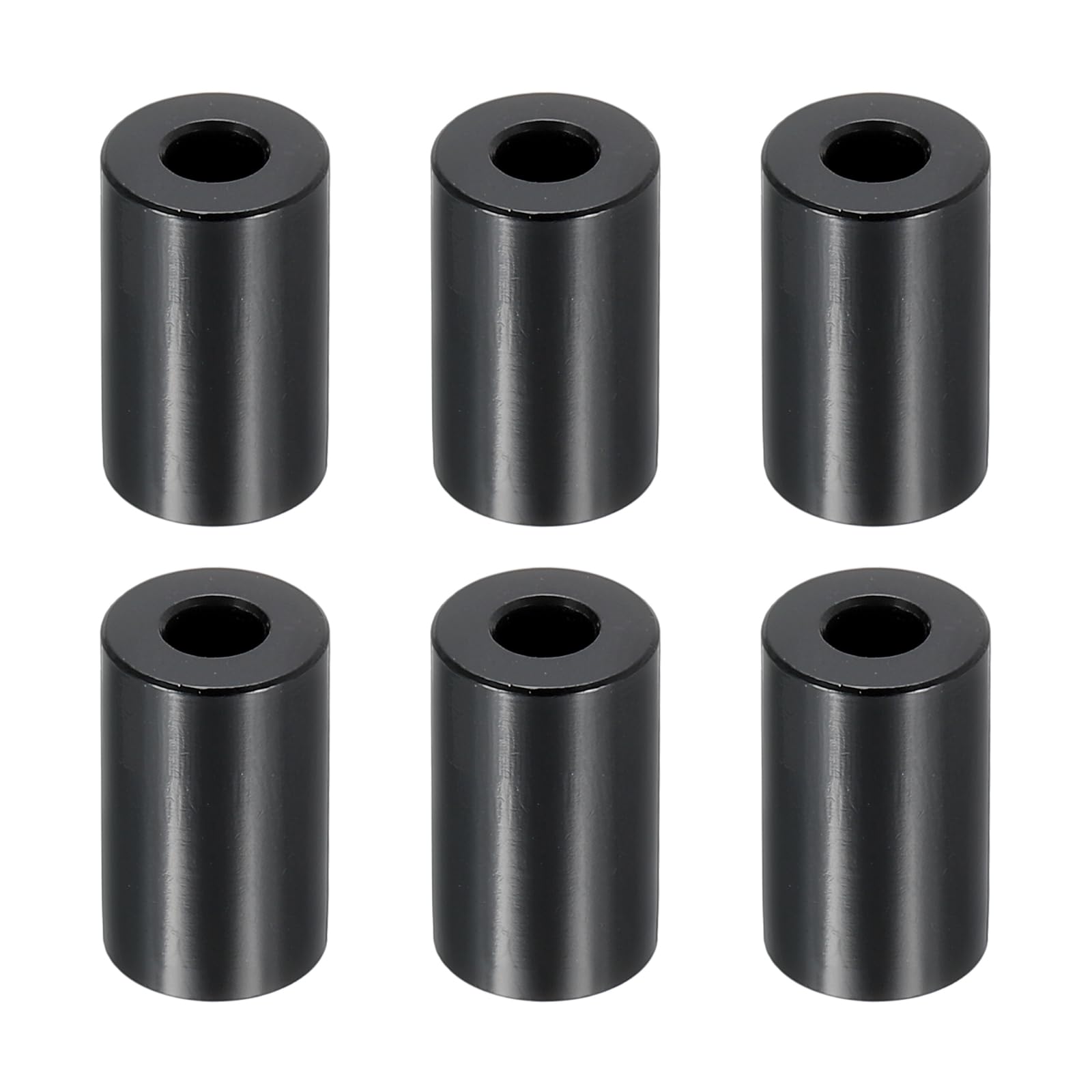 PATIKIL M5 Aluminum Spacers, 6 Pcs Metal Spacers Aluminum 5.2mm ID x 12mm OD x 20mm L Aluminum Spacer Screw Standoff Round for 1/5" or M5 Screw Bolts,Black