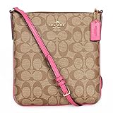 Coach Signature North South Crossbody Khaki Dahlia Pink F35940 Swingpack
