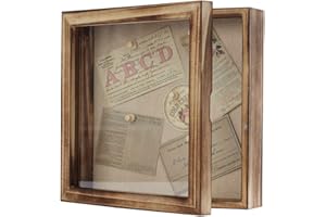 Freezing point Shadow Box Frame 10x10 Shadow Box Display Case with Linen Back Memorabilia Awards Medals Bouquet Photos Badge 