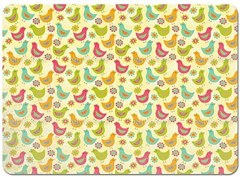 Placemat Unique Custom Printed Placemats - Washable Woven Fabric Decorative Table Mat - For Kitchen Table, Dining Table - Design: The Happy Chicken