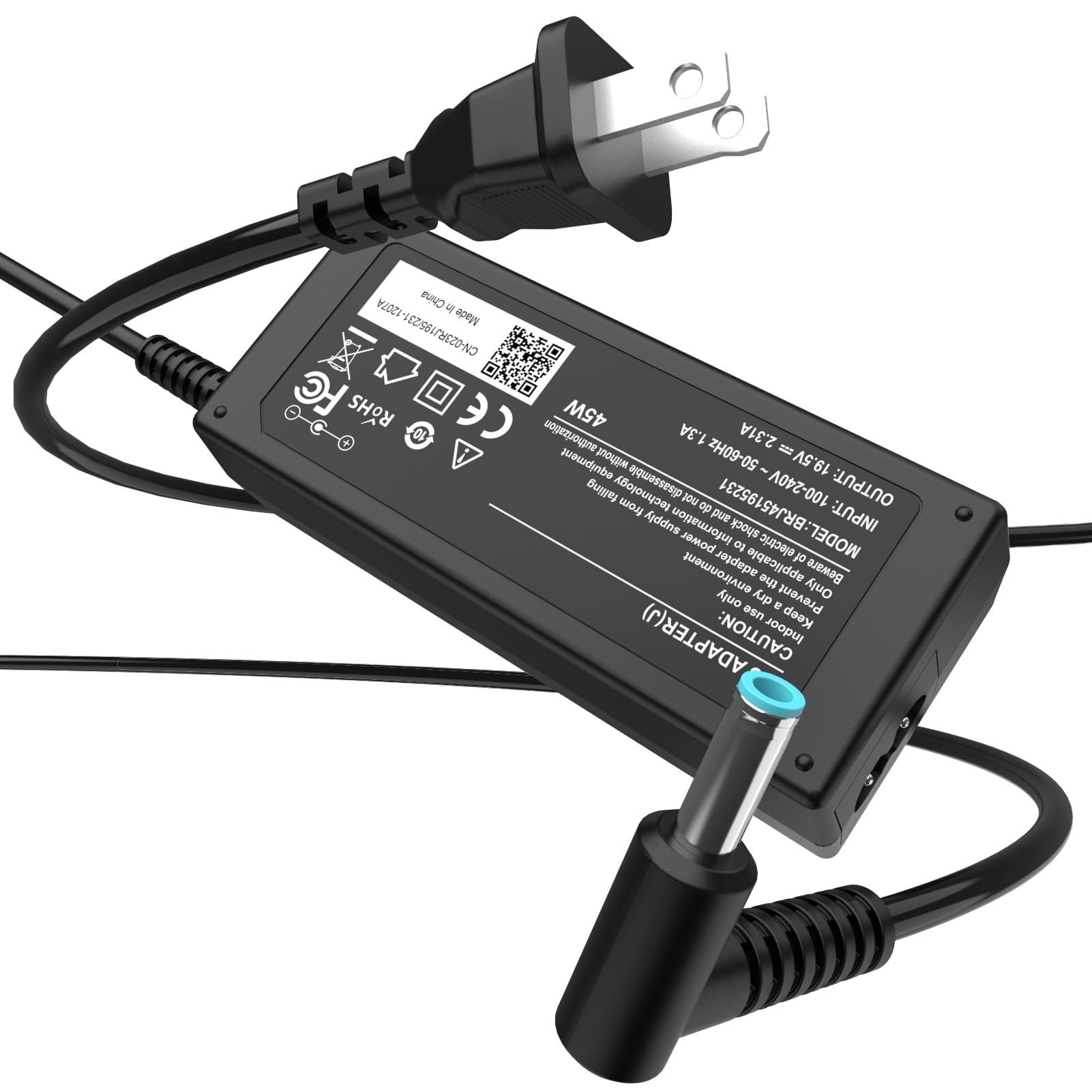Photo 1 of 45W Charger Compatible with HP Laptop Computer - Compatible with Stream 11 13 14, Pavilion x360 11 13 15 17, Envy, ProBook, EliteBook, Spectre, Notebook 14 15 Power Supply Cord (Smart Blue Tip)