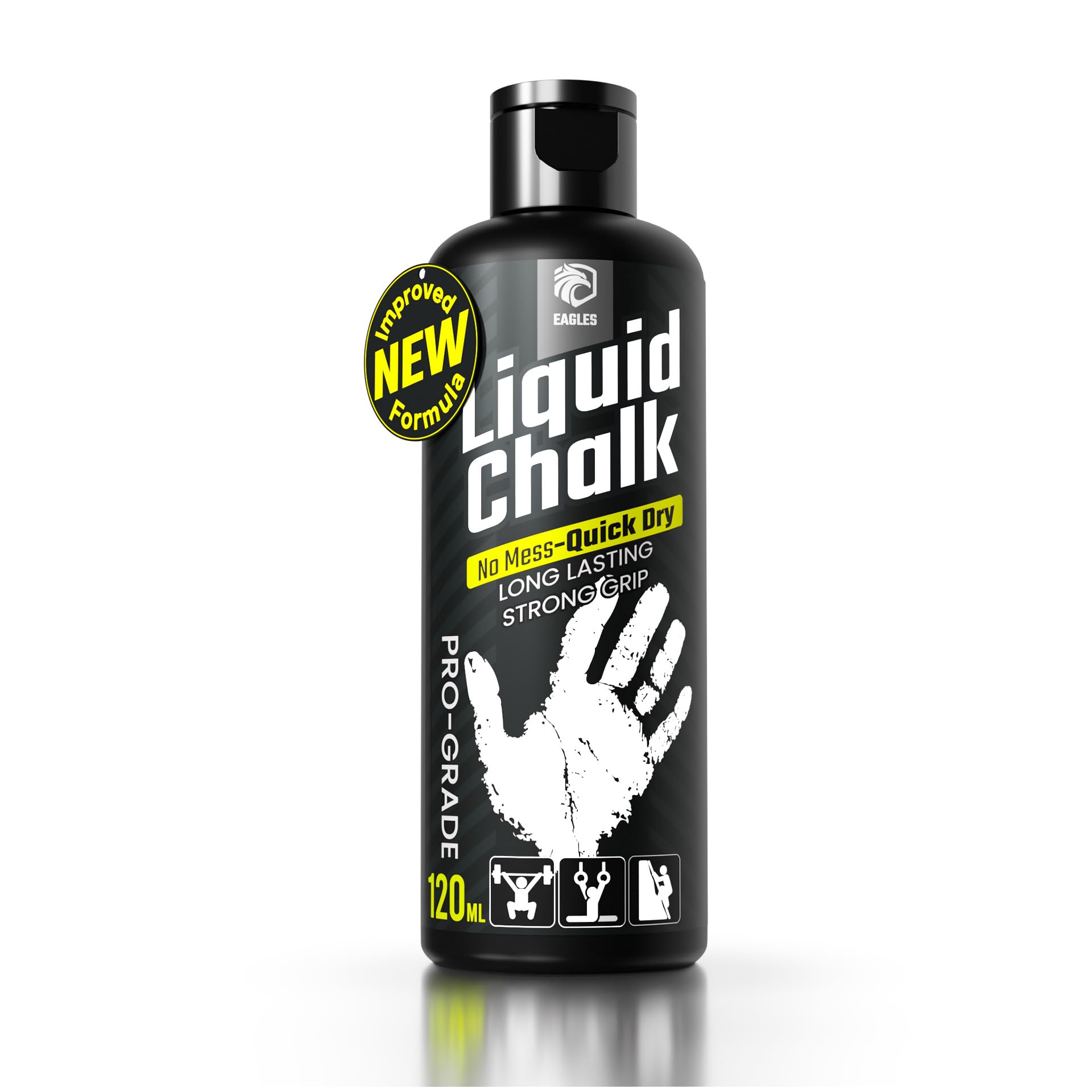 Photo 1 of ** FACTORY SEALED **EAGLES Pro Grade Gym Liquid Chalk 50, 120 or 280ml Mess-Free Chalk for Weightlifting, Gymnastics Rock Climbing, Dancing, Pole Grip, Sports & Workout Chalk - Sweat-Resistant and Long Lasting (120ml)