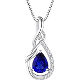 STARCHENIE Infinity Teardrop Pendant Necklace for Women 925 Sterling Silver Birthstone Jewelry