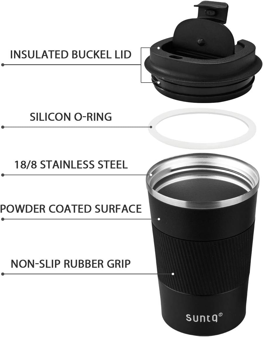 SUNTQ Reusable Coffee Cups Travel, Coffee Travel Mug with Leakproof Lid, Thermal Mug Insulated Cup - Image 4