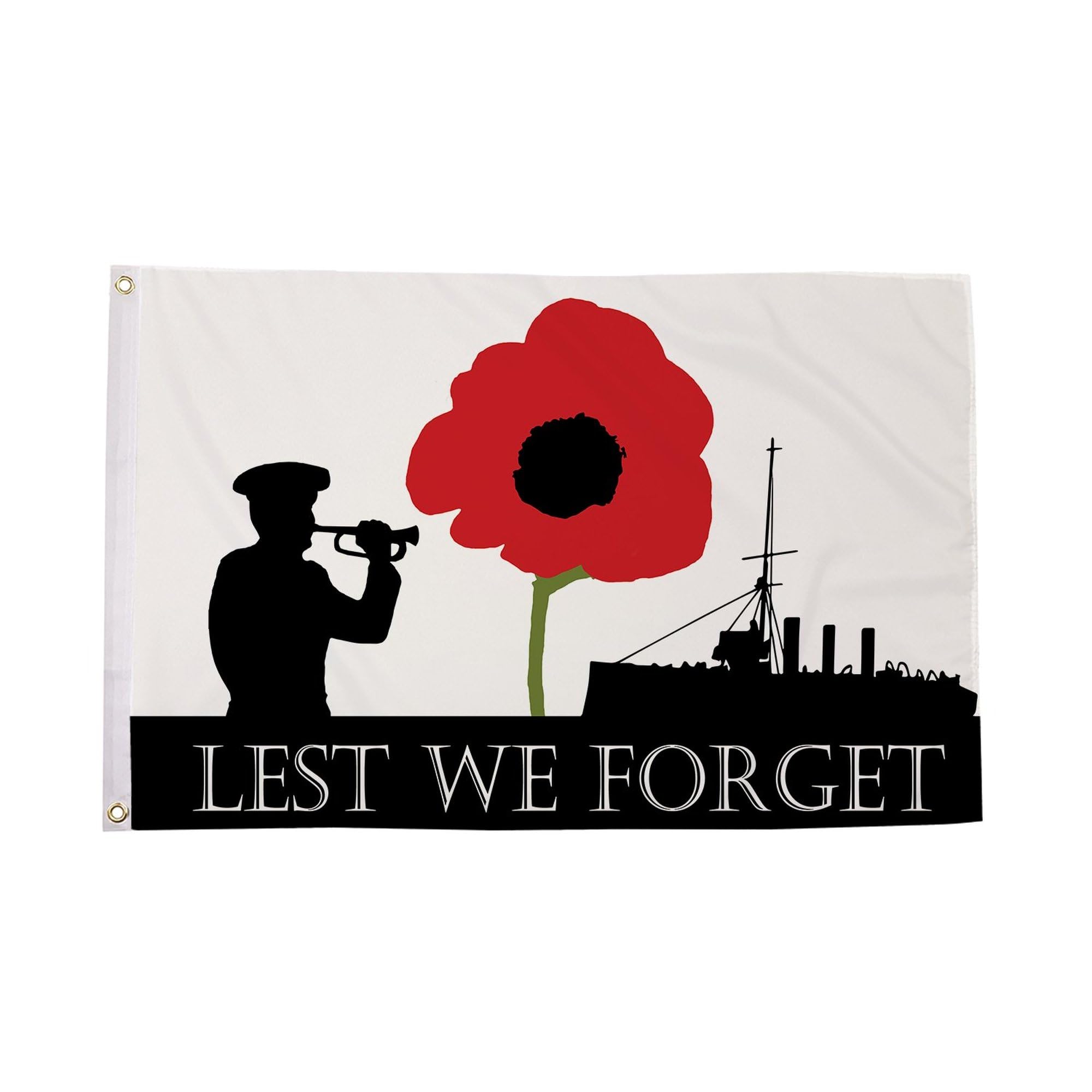 Flagtex Lest We Forget Flag Navy Large 8ft x 5ft (240cm x 150cm) - Giant Remembrance Flag British Military Royal Navy Tribute, Veterans Memorial Banner for Outdoor Display
