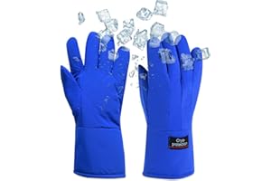 Cryogenic Gloves, Waterproof LN2 Liquid Nitrogen Gloves, -260℃ / -436℉ or Above Antifreeze Gloves for Dry Ice Handling, Linin
