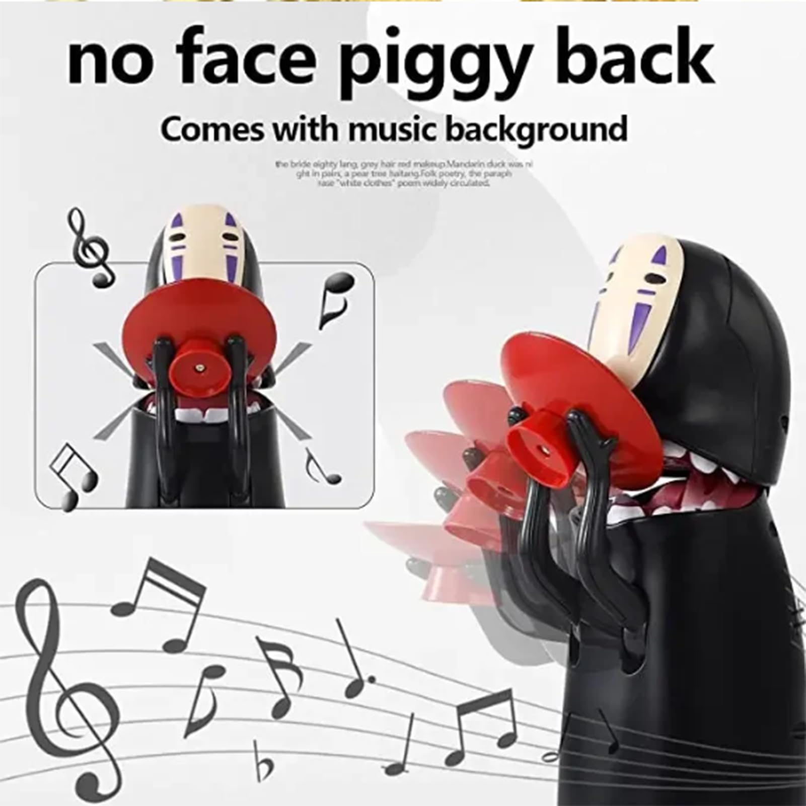 No Face Coin Bank，No Face Piggy Bank,Auto Eat Coin Music Piggy Bank, Adults Boys Kids Birthday Gifts, Black