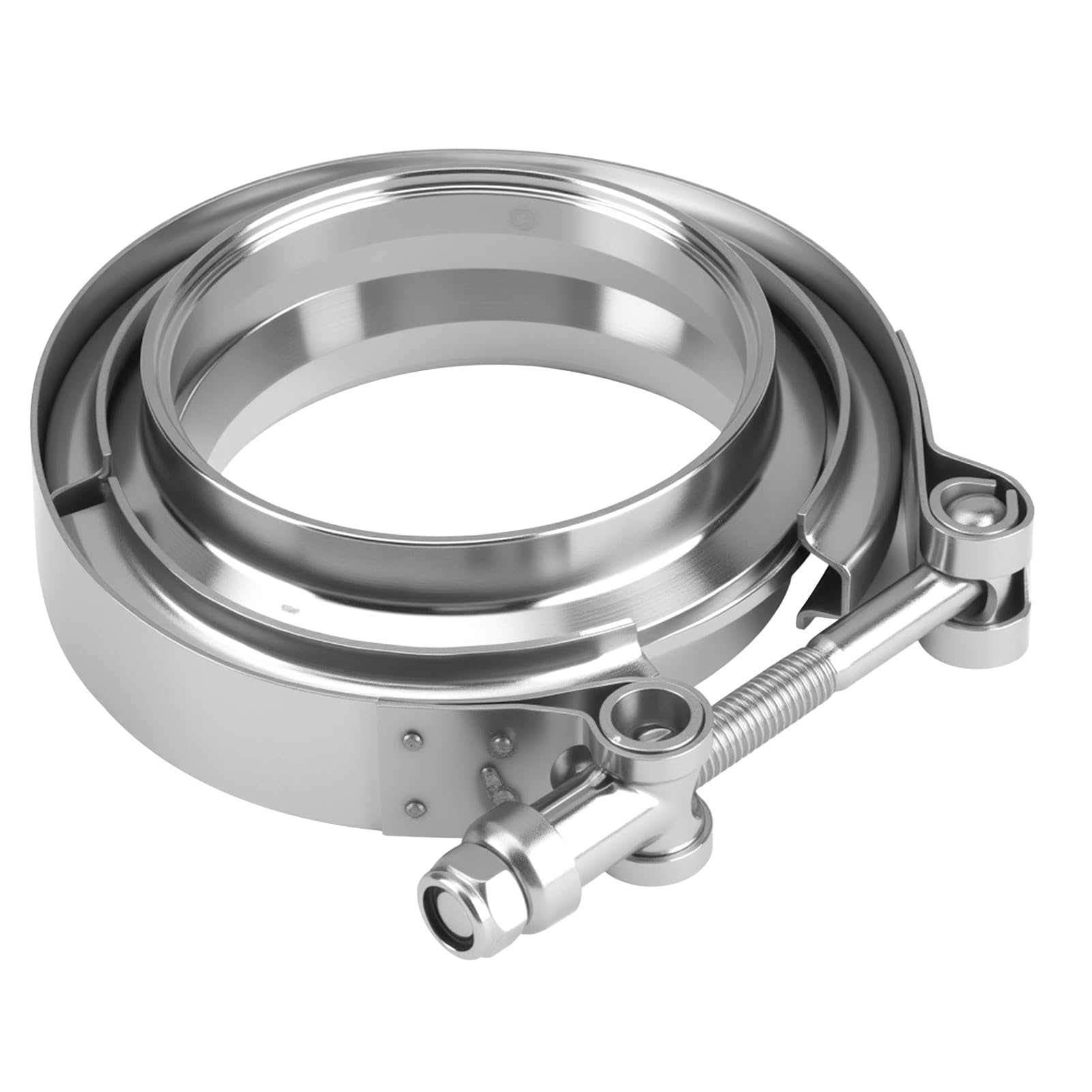 Photo 1 of 1 Set 3 Inch V Band Clamp with Flange, 3.25" Wide Hose Clamp Assembly with 304 Stainless Steel Male Female Flanges, Universal Fit for Turbo Exhaust Downpipes Intercooler Muffler Systems