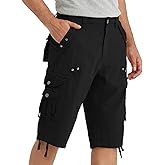 BEST SOUTH Mens Cargo Shorts with 8 Pockets Casual Long Blew Knee Capri 3/4 Pants Relaxed Fit Work Fishing Hiking
