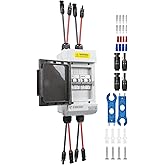 Pjerjzn Solar Panels Disconnect Switch 60A 1000VDC PV Shut Off Switch 2 String Circuit Breaker Box IP66 Waterproof UV-Proof