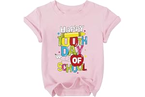 AMWIPE 100 Days of School Shirt Kids Baby Girls Happy 100th Day of School Shirts Teacher Tshirt School Days Tee Tops