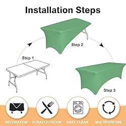 2 Pack 6 Feet Emerald Green Spandex Tablecloth for