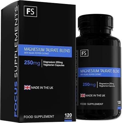 Taurato de Magnesio con Vitamina B6 y Extracto de Pimienta Negra para Absorción - 250 mg