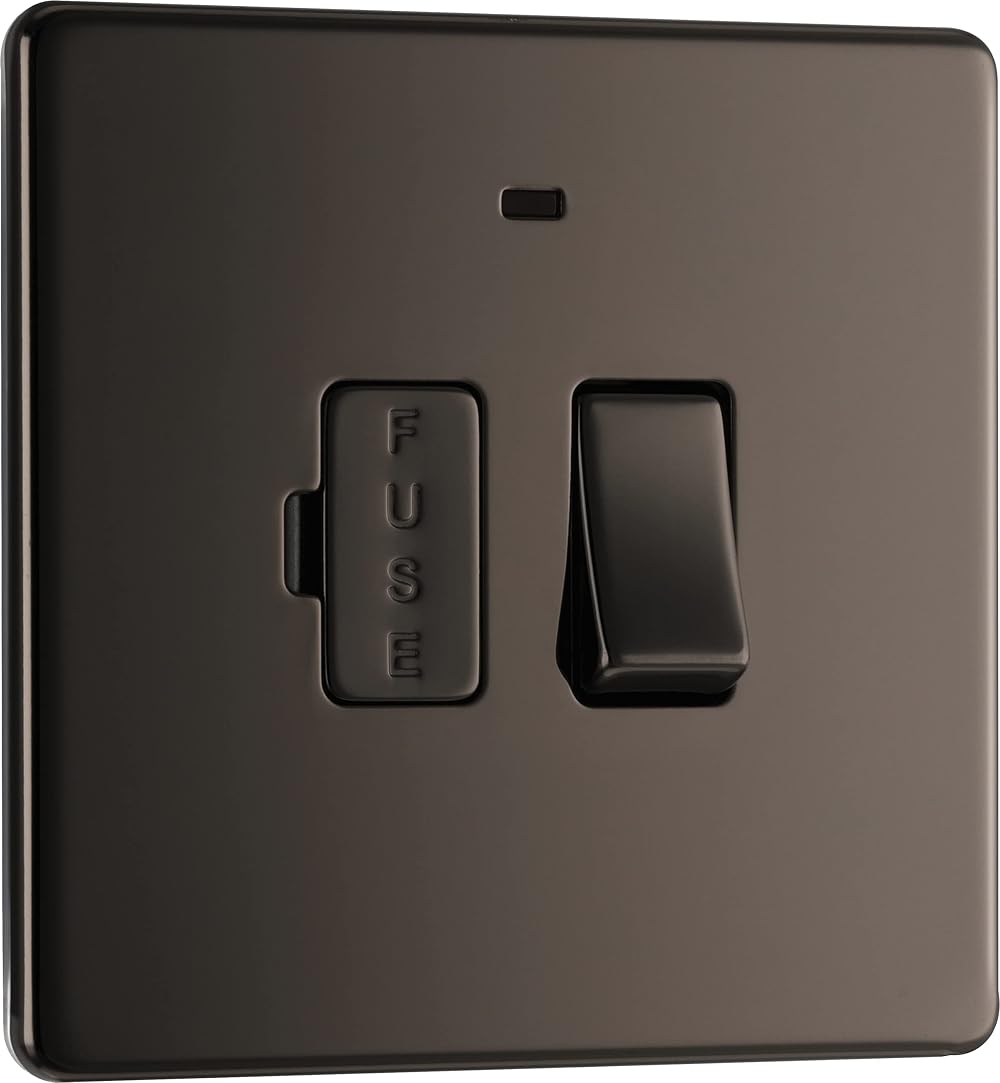 British General Switched Fused Connection Unit with LED Indicator Black Nickel