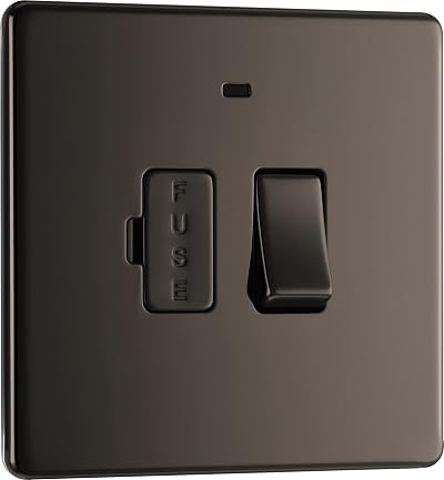 British General Switched Fused Connection Unit with LED Indicator Black Nickel