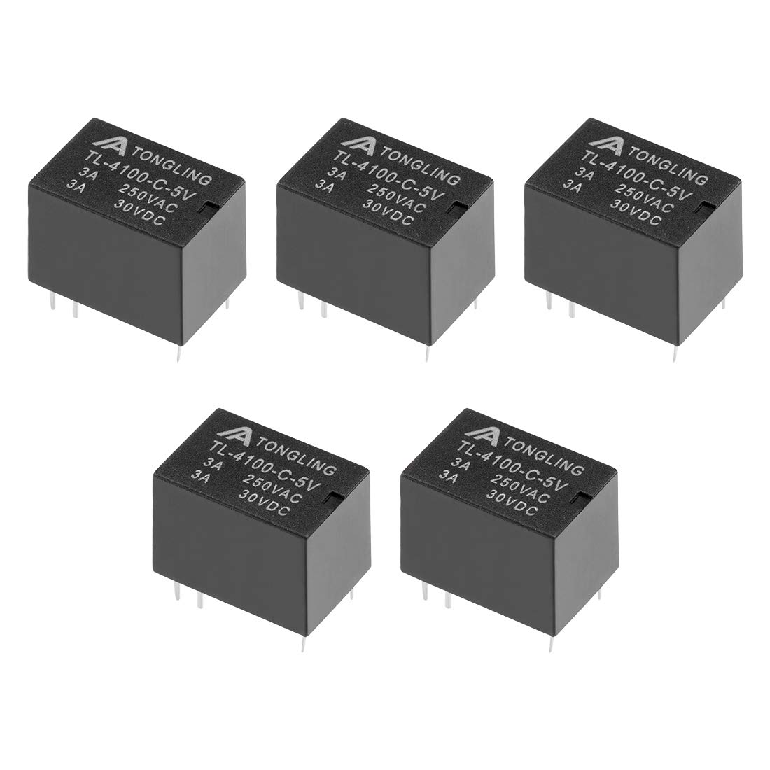 sourcing map 5 Pcs TL-4100-C-5V DC 5V Coil SPDT 6 Pin PCB Electromagnetic Power Relay NO+NC