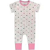 Teach Leanbh Toddler Baby Boys Girls Footless Pajamas Cotton 2 Way Zipper Printing Short Sleeve Romper Sleep and Play