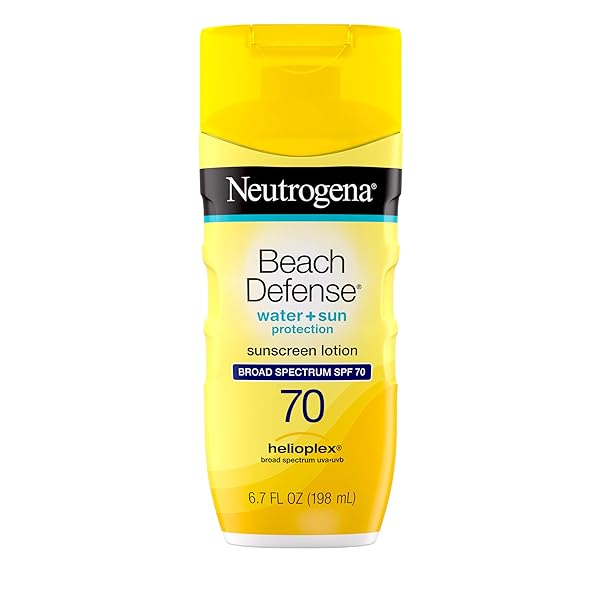 NEUTROGENA BEACH DEFENSE WATER-RESISTANT BODY SUNSCREEN LOTION WITH BROAD SPECTRUM SPF 70, OIL-FREE & PABA-FREE FAST-ABSORBING SUNSCREEN LOTION, UVA/UVB PROTECTION, OXYBENZONE-FREE, 6.7 OZ