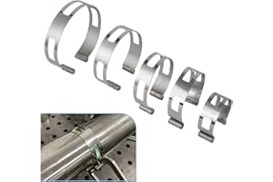 MOTOQUEEN 5PCS Exhaust Pipe Tacking Band For Tig Welding Fabrication 2" 2.5" 3" 3.5" 4" Silver Clamp Vise