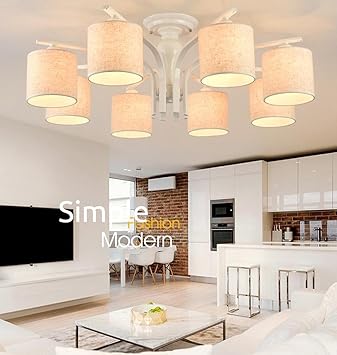 Homee Deckenleuchte Nordic Modern Minimalistisch Wohnzimmer Esszimmer Hohle Schlafzimmer Gemutlich Tuch Eisen Decke Home Warme Deckenleuchte Weiss 8 Amazon De Kuche Haushalt