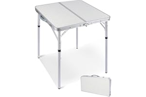 RedSwing Small Square Folding Table 2 Feet Adjustable Height, Lightweight and Portable Aluminum Camping Table for Outdoor Indoor Picnic, 24 in x 24 in x 27 in