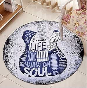 QBASA Alfombra Redonda para Guitarra, tapete de Felpa con Piso de